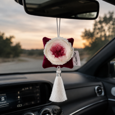 Luxury automobilio kvapas su tikra miegančia rože